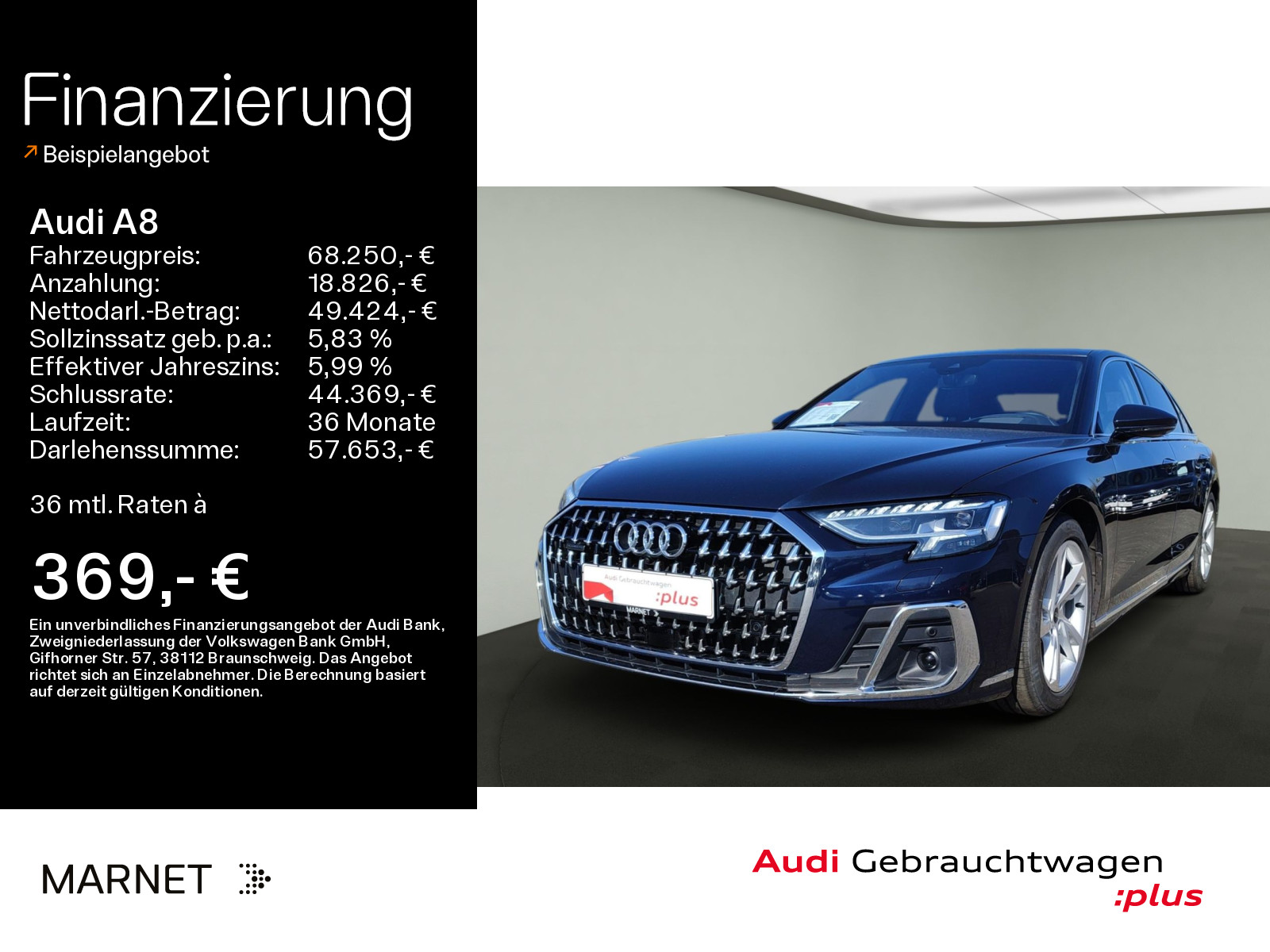 A8 50 TDI quattro*Navi*Matrix*B&O*HUD*PDC*Pano*Virtual Cockpit*Kamera*Standheizung