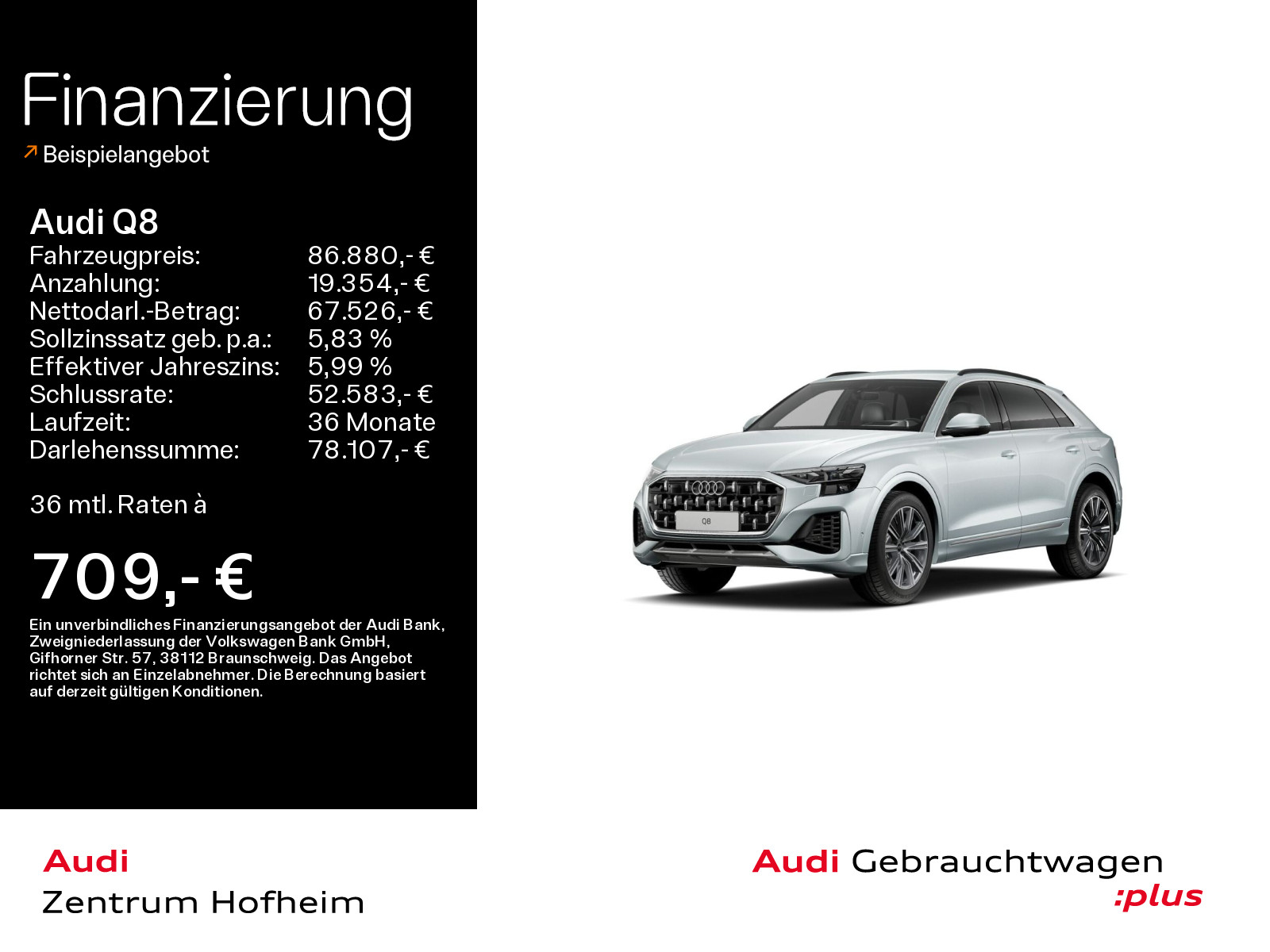 Q8 55 TFSIe qu S line tip*Air*B&O*HUD*Matrix*Virtual*Navi+*ARL*ACC*360° Kamera*Sportsitze*AHK*