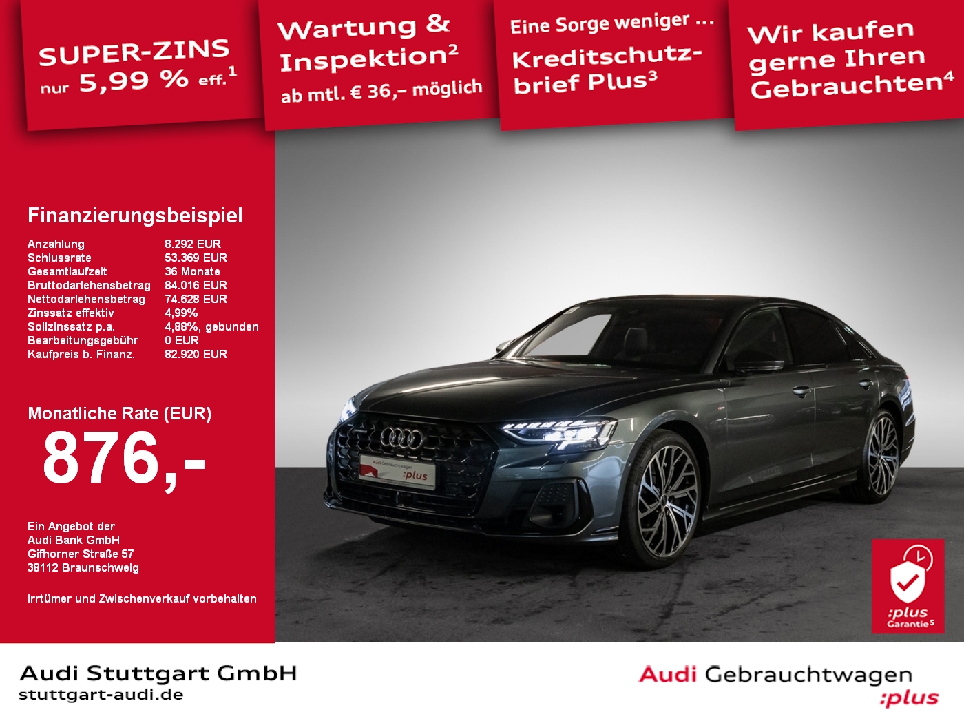 A8 S line 60 TFSI e qu Pano B&O AIR HUD Matrix