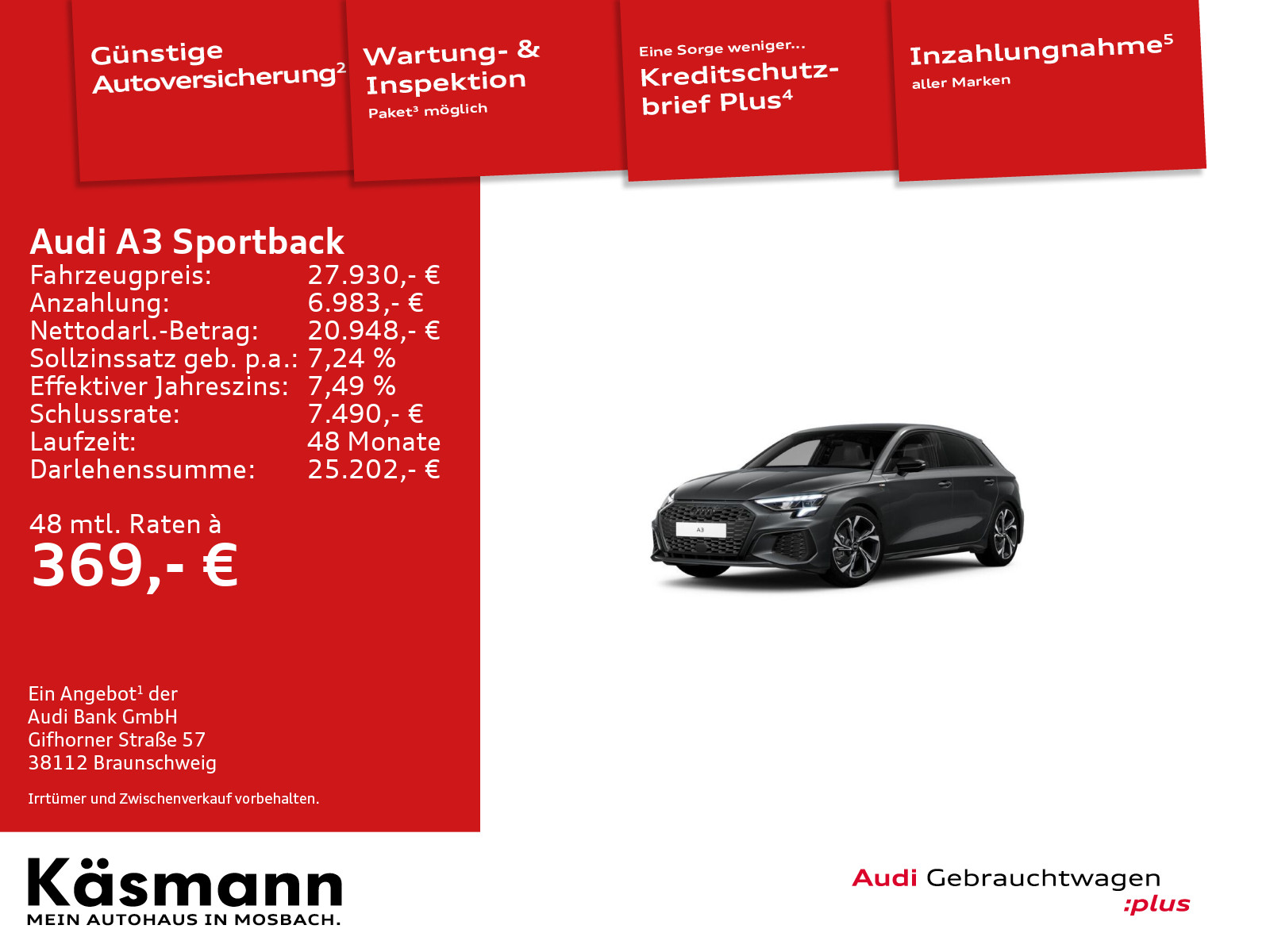 Audi A3 Sportback S line 35TDI VIRTUA