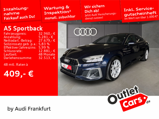 A5 Sportback 40 TDI S tronic S line Navi B&O DAB VC Tempomat PDC