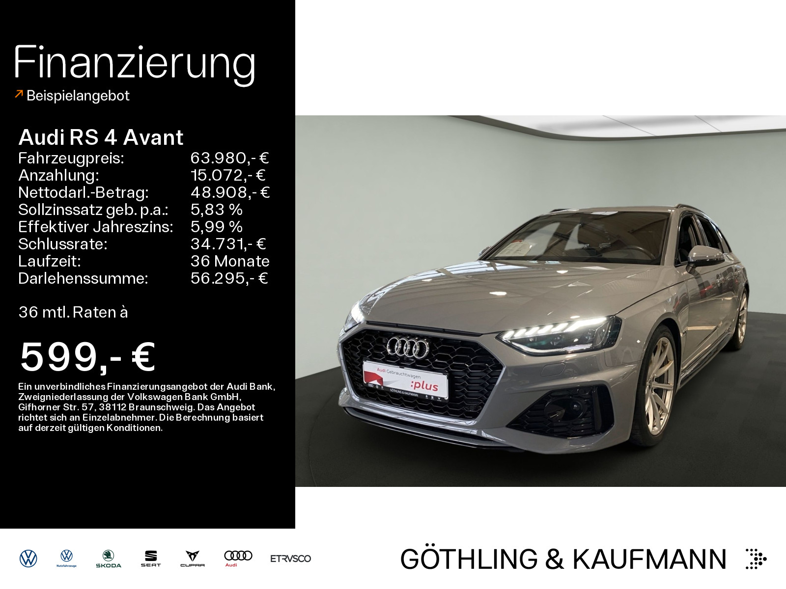 RS 4 Avant*280 km/h*HUD*Matrix*Virtual*Navi+*Kamera*ACC*Sitzlüftung*Optik*Privacy*AHK*