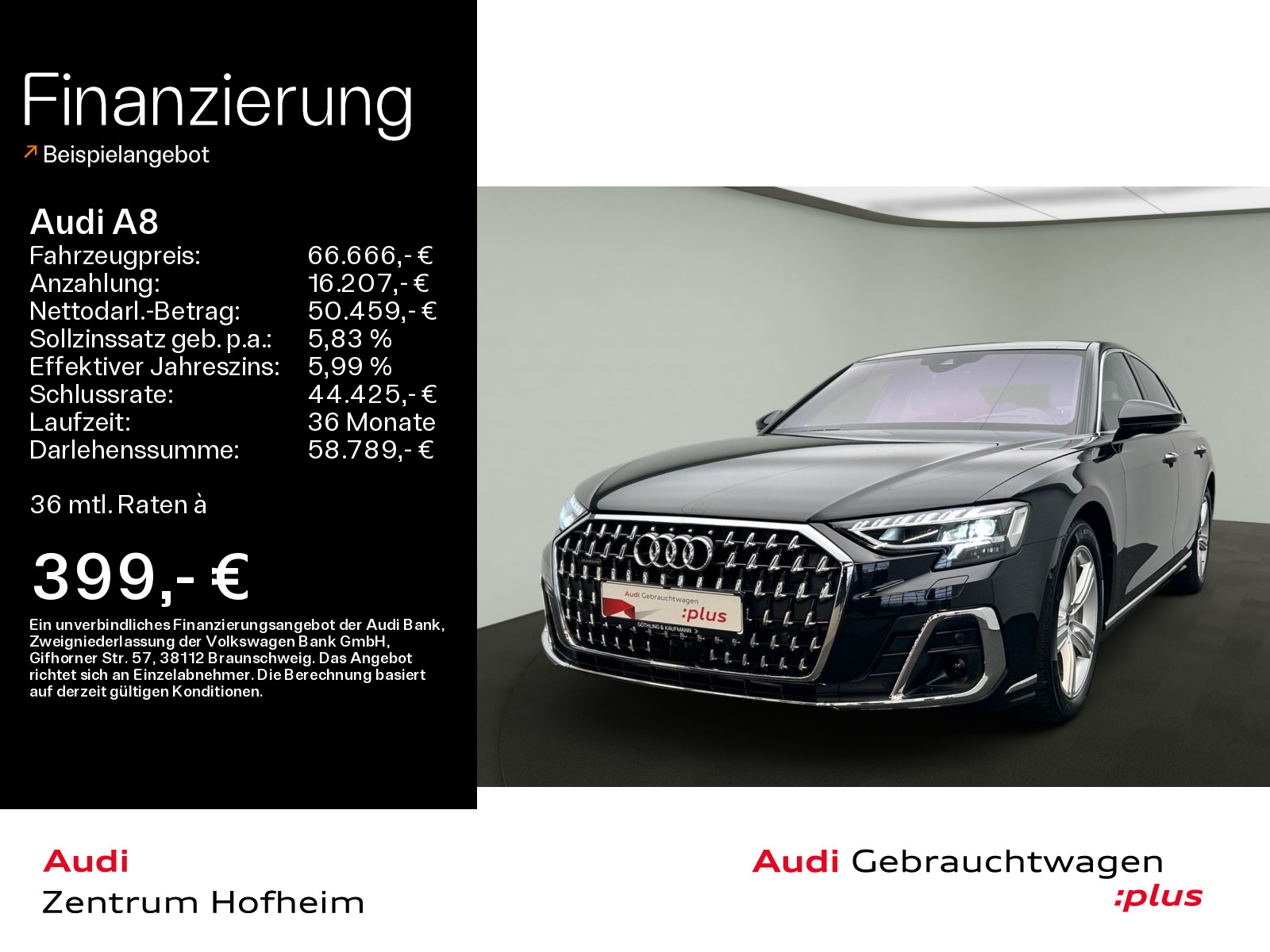 A8 50 TDI qu tip*Air*B&O*HUD*Pano*Standh*HD Matrix*Virtual*Navi+*Assistenzpaket+*