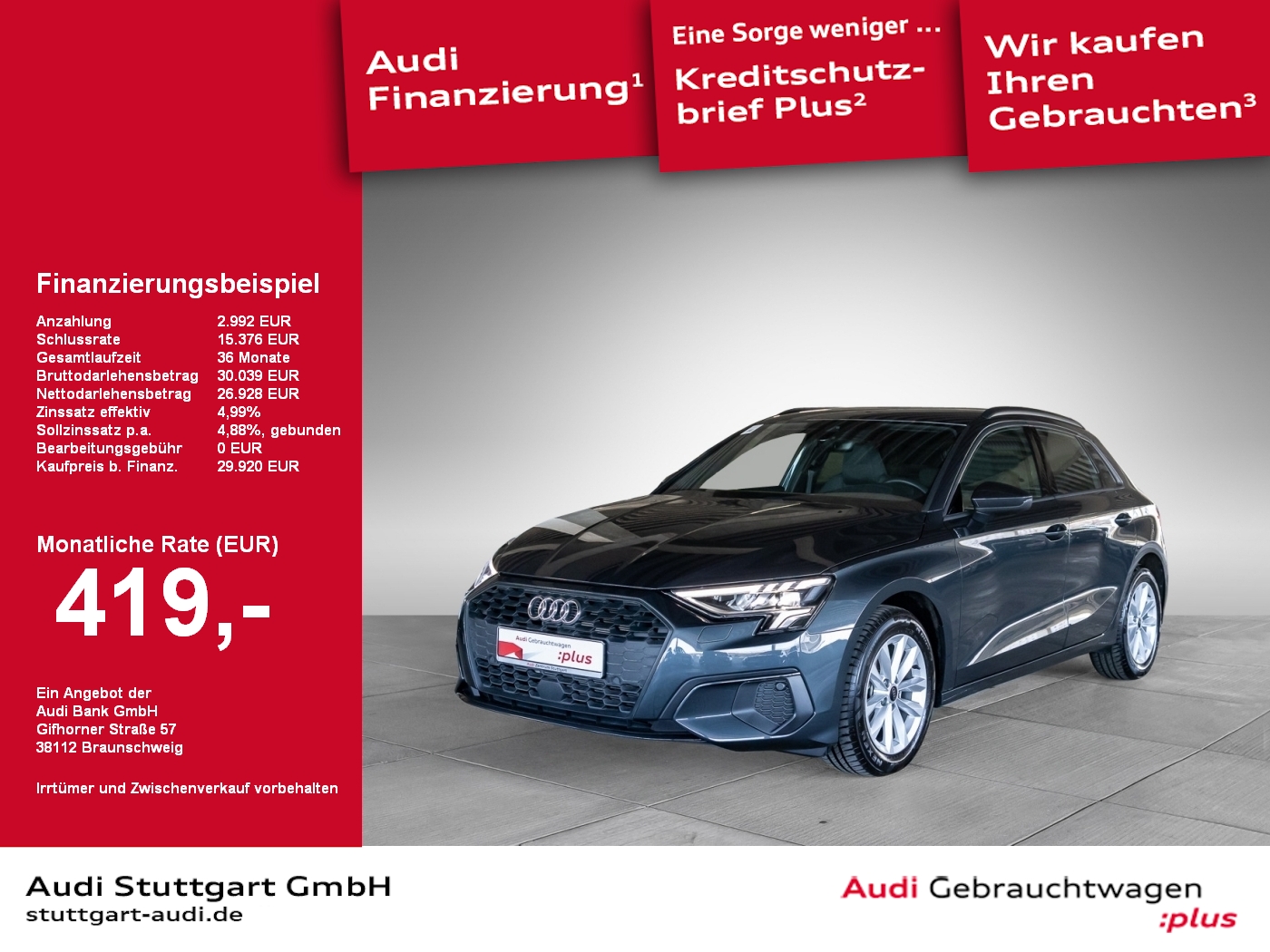 A3 Sportback 35 TFSI LED virtCo Spurhalte PDC