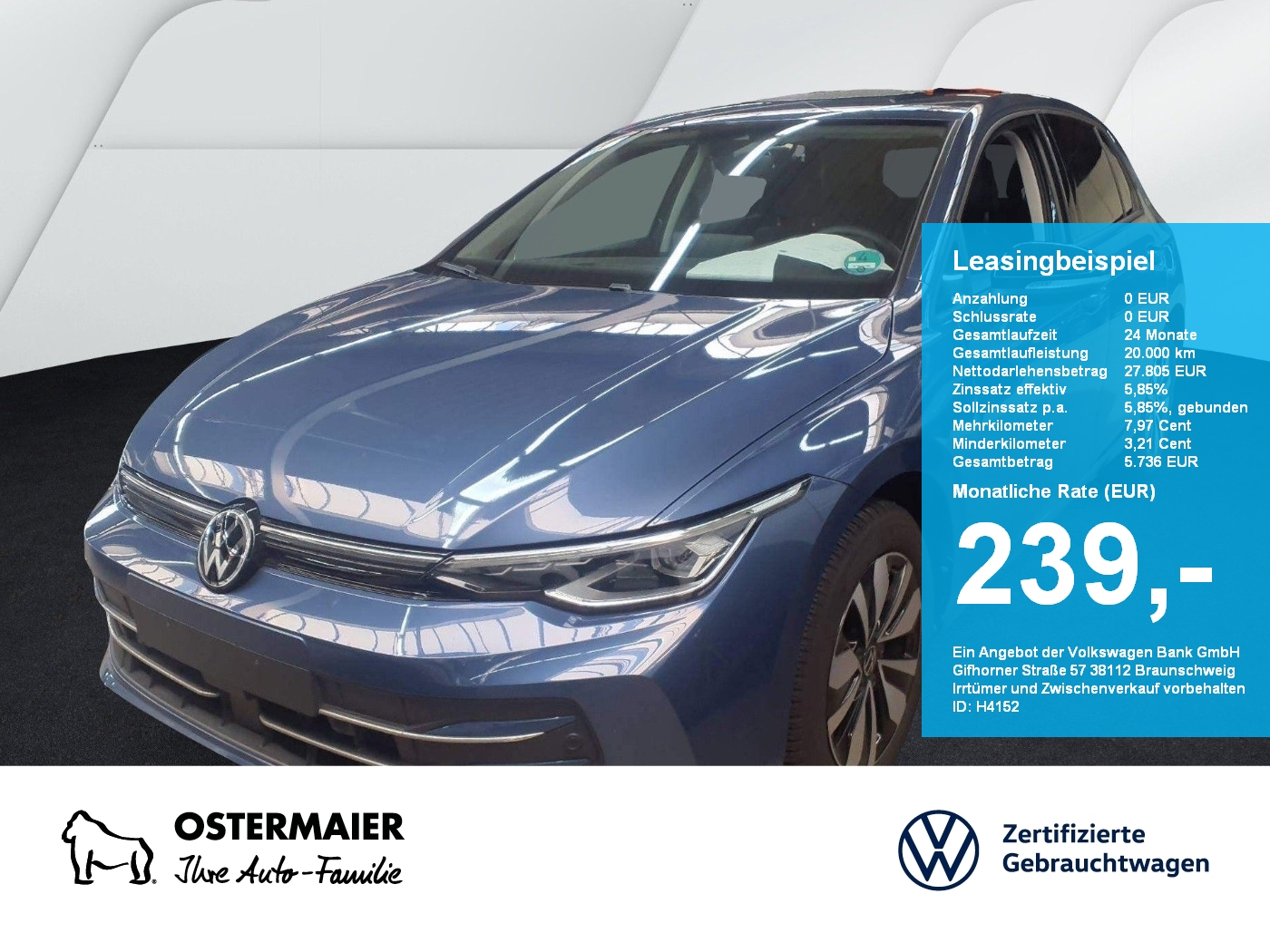 Golf VIII GOAL 2.0TDI 150PS DSG ACC.AHK.KAMERA.NAVI+VC.LED.APP-C.LKRD-HZG.SHZ