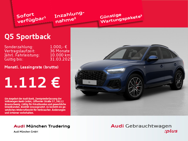 Q5 Sportback S line 55 TFSI e quattro air suspension Assistenzpaket Tour + Stadt Head-Up Interieur S line Panoramadach SHZ vo.+hi.