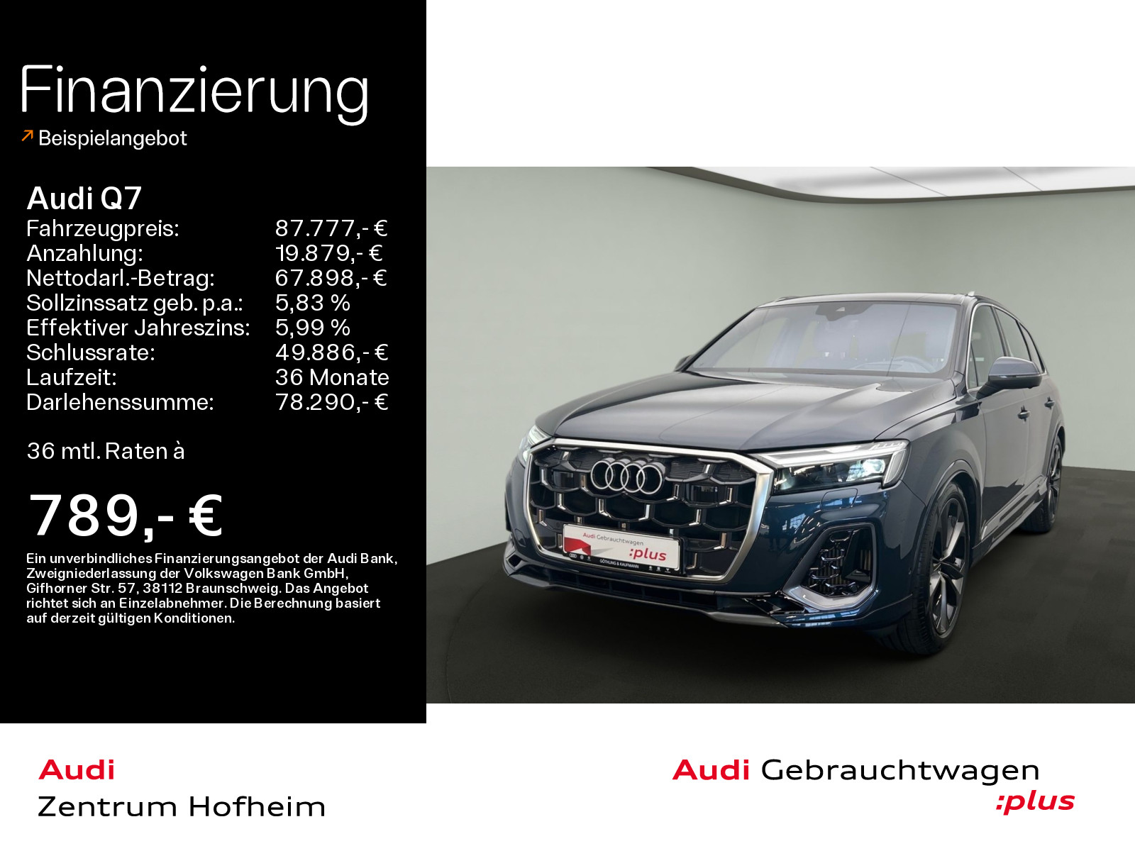 Q7 55 TFSI qu S line tip*EUPE*113.190*Facelift*Air*HUD*B&O*Pano*Matrix*Virtual*Navi+*360°*Tour*Stadt*ARL*7-Sitzer*AHK*
