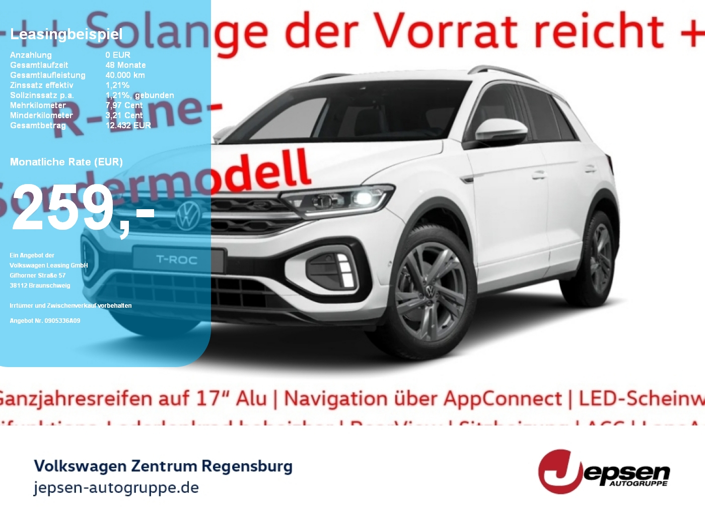 T-Roc R-Line TSI DSG 259,-