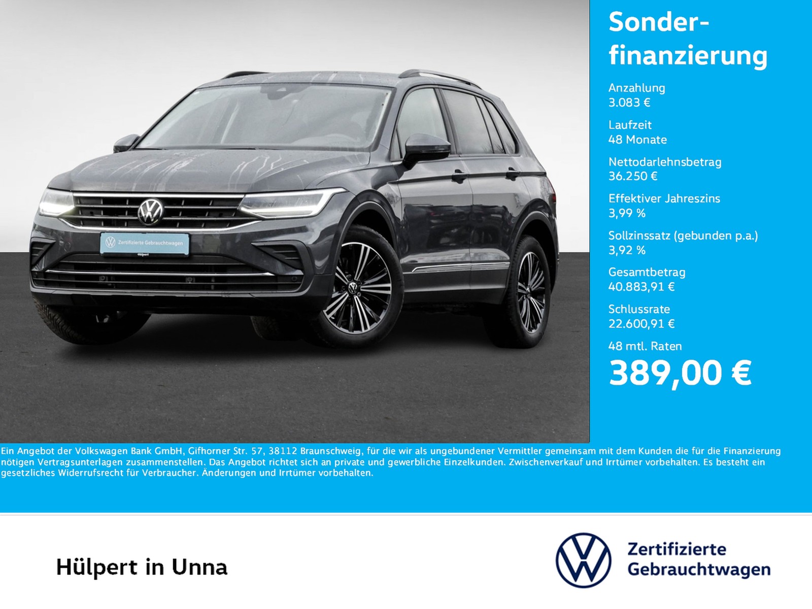 Tiguan 2.0 LIFE 4X4 AHK CAM ACC LM18 NAVI SITZHZ