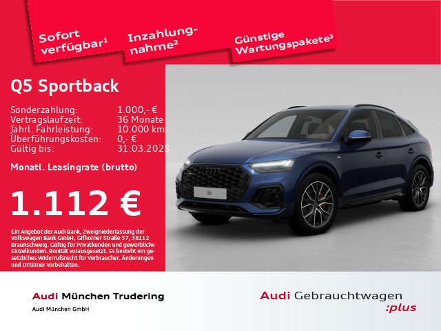 Q5 Sportback S line 55 TFSI e quattro air suspension Assistenzpaket Tour + Stadt Head-Up Interieur S line Panoramadach SHZ vo.+hi.