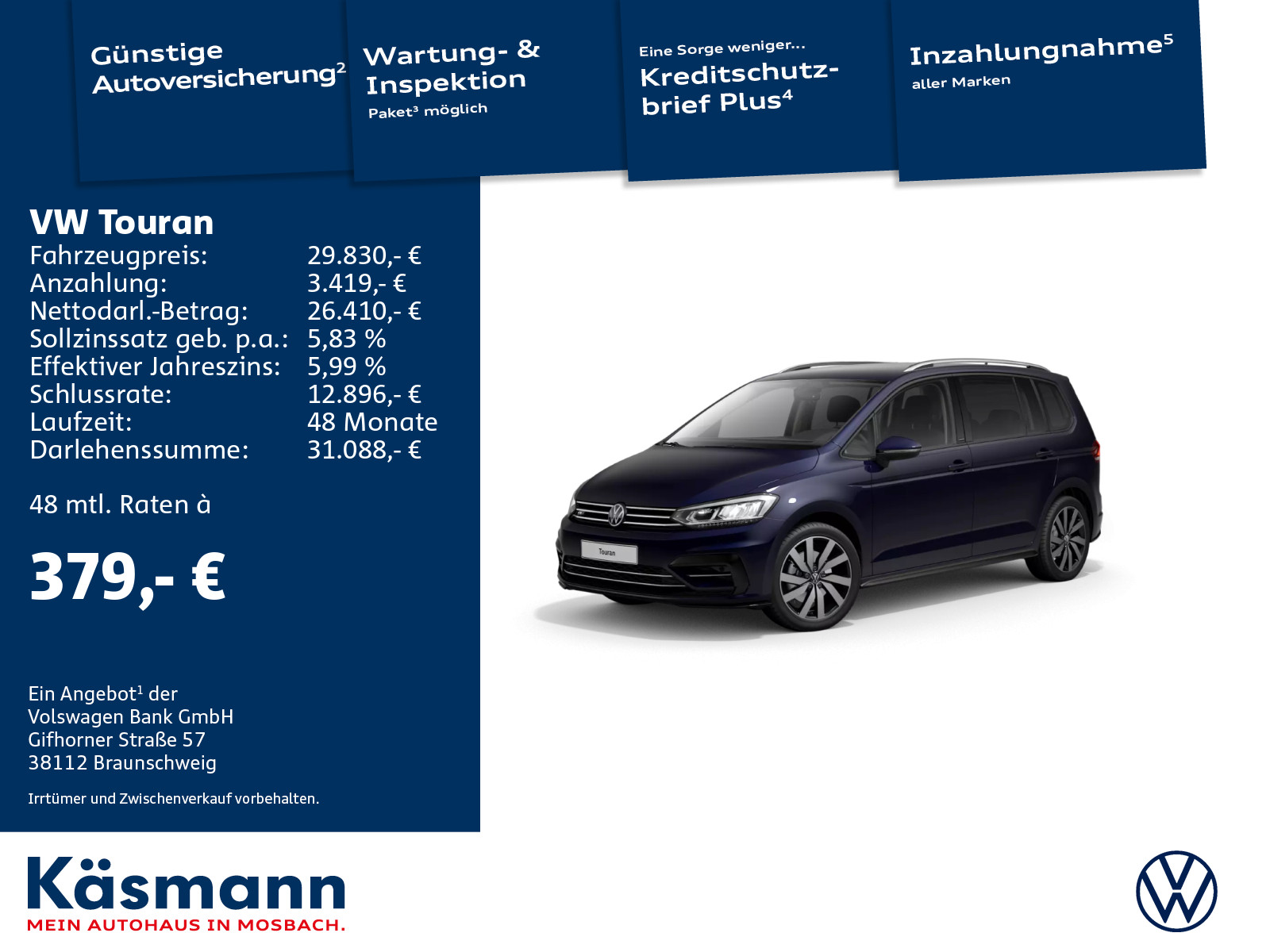 Touran United 1.5TSI R-Line AHK KAM NAV LED SHZ