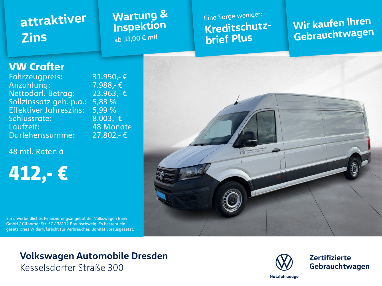 Crafter 35 Kasten 2.0 TDI PDC Klima Sitzhzg.