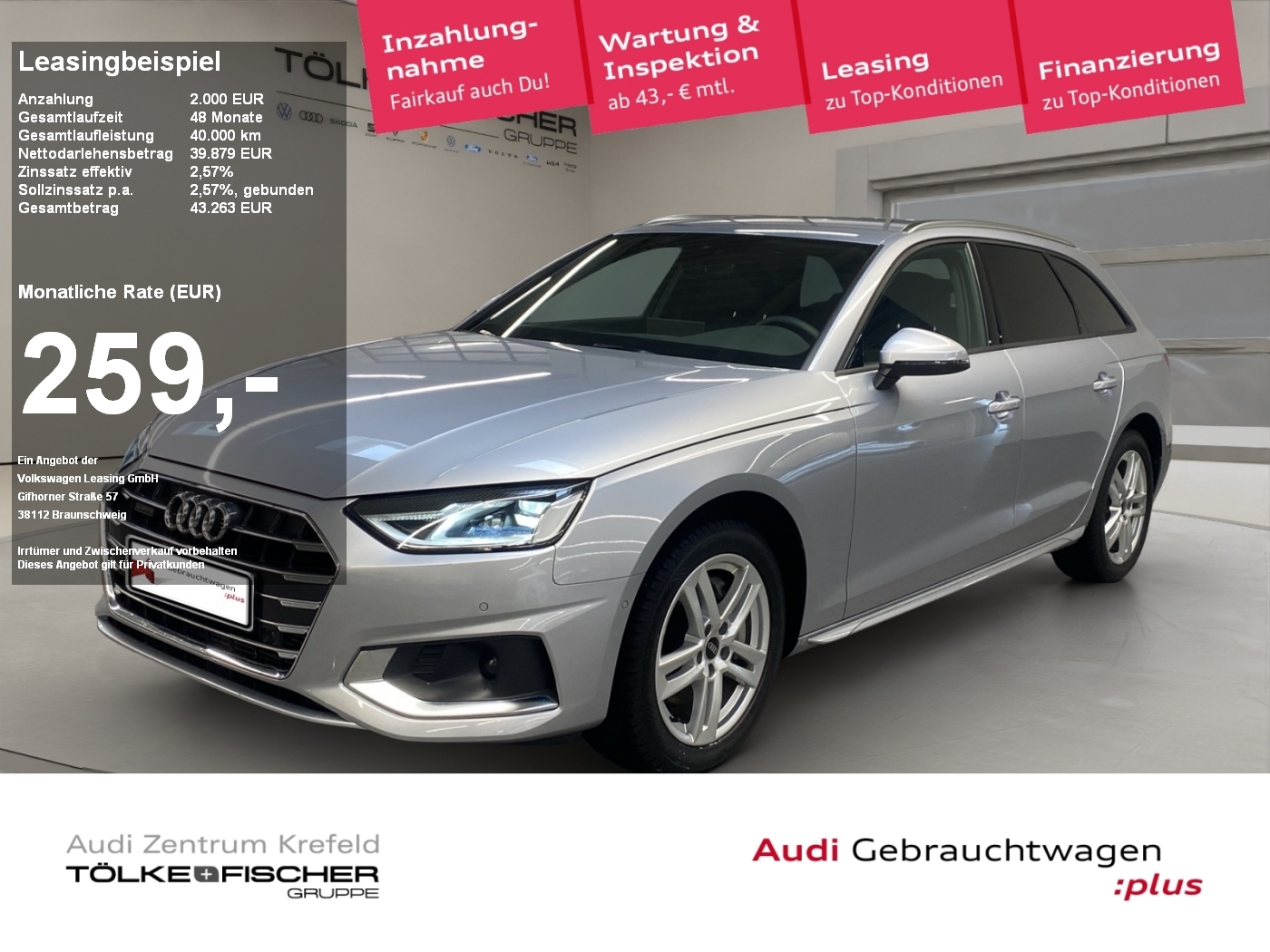 Audi A4 2.0 TFSI 40 Avant quattro advanced Heck