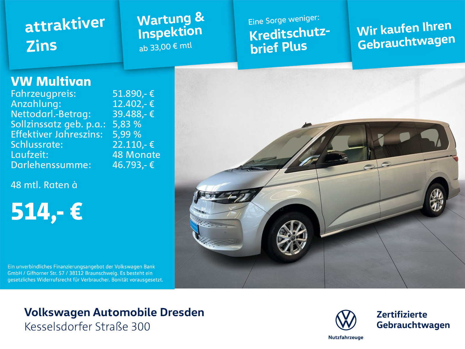 Volkswagen T7 Multivan 2.0 TDI Multivan Life LÜ EasyOpenAdv VaV