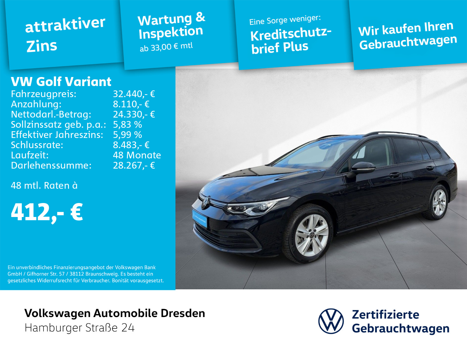 Golf VIII Variant Life 2.0 TDI LED PDC ACC LANE