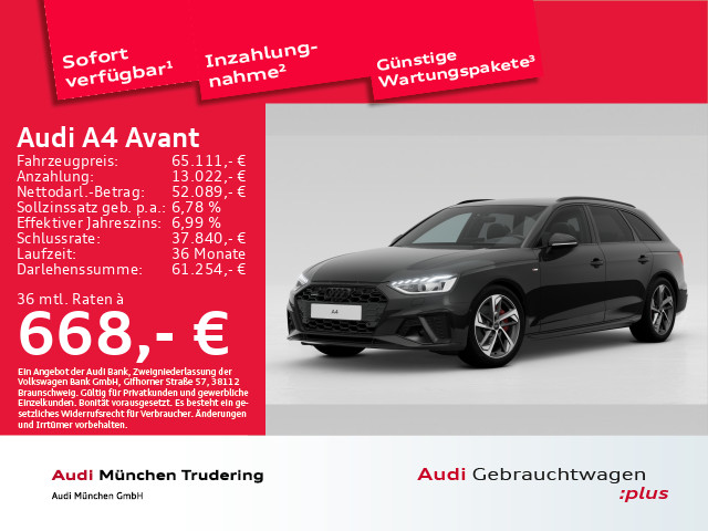Audi A4 Avant S line 40 TDI quattro Assistenzpaket Stadt Parken Tour Businesspaket Optikpaket schwarz