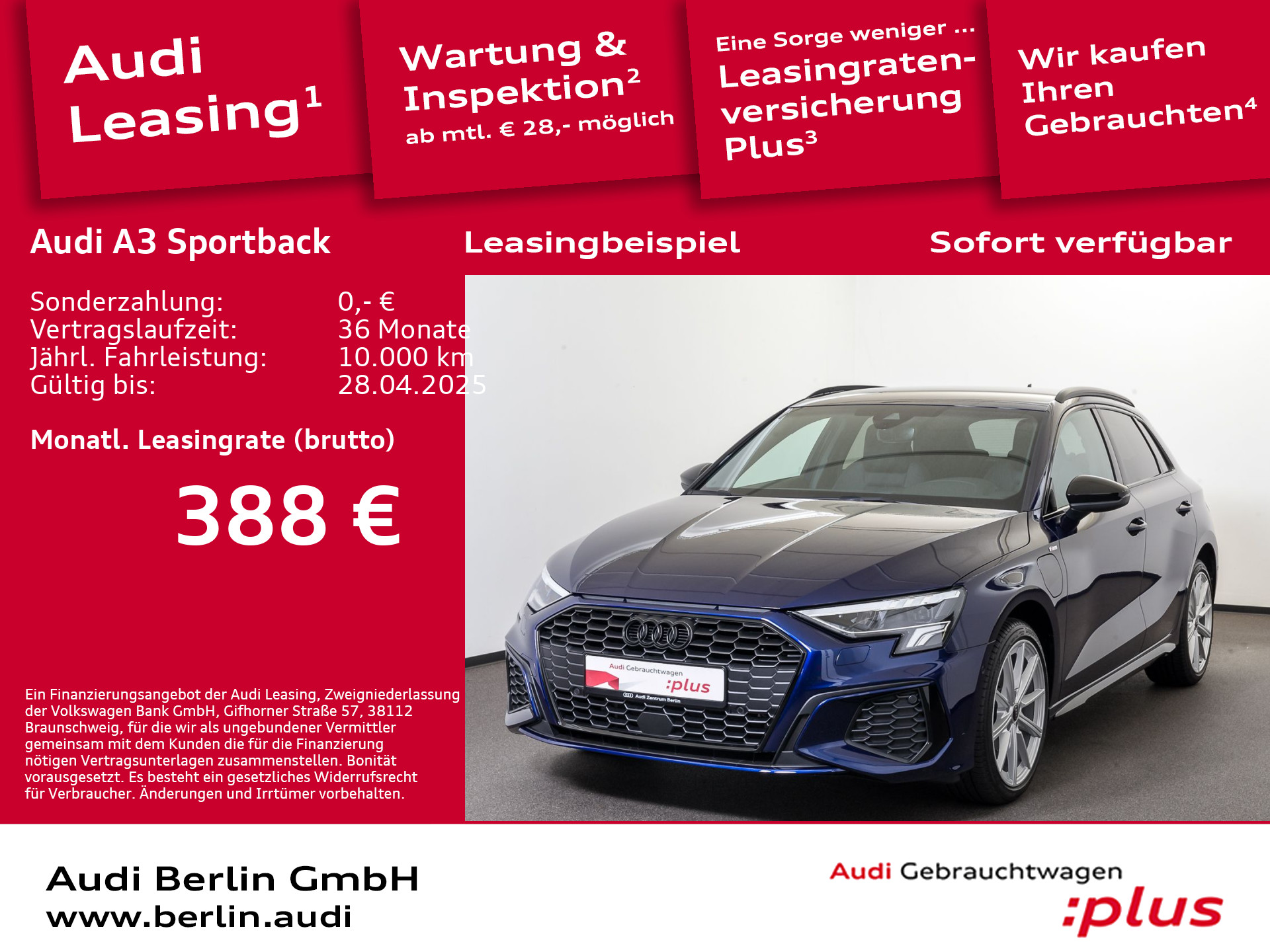 A3 Sportback TFSI e S line 40 e S tr. AHK LED