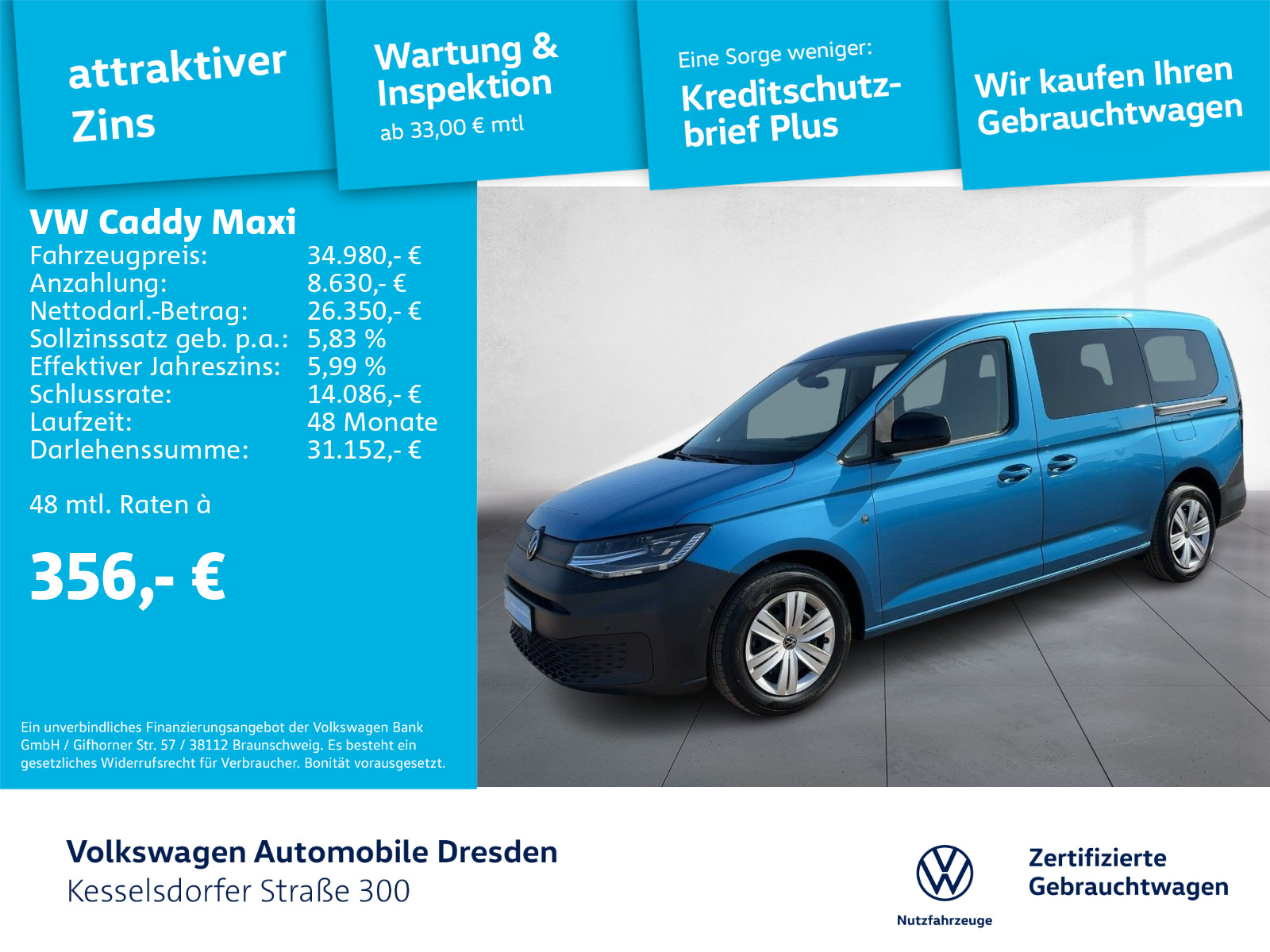Caddy Maxi 2.0 TDI 4M 7-Sitzer AHZV Navi LED