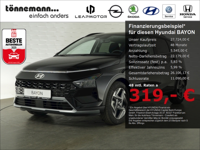 BAYON FACELIFT T-GDI PRIME DCT+VOLL LED+NAVI+RÜCKFAHRKAMERA+SITZHEIZUNG VO+HI+BOSE SOUNDSYSTEM