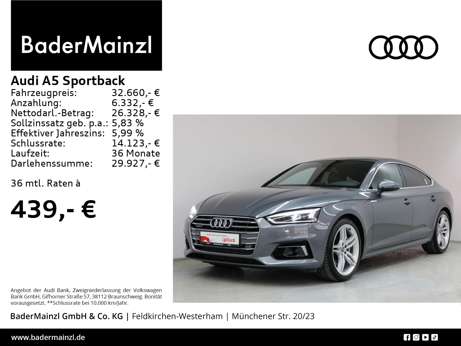 A5 Sportback 45 TDI quattro S line ACC Kam Virt