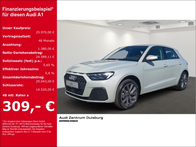 A1 Sportback 25 TFSI Soundsystem LED Apple Android Auto 2-Zonen-Klimaautom Digitales Cockpit sofort verfügbar!