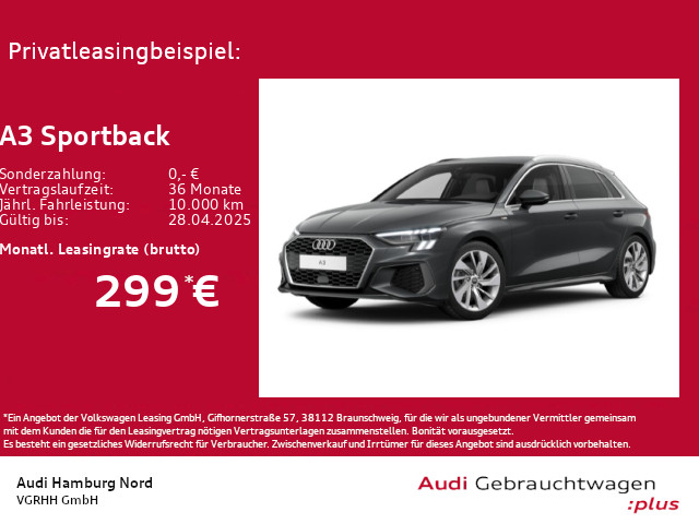 A3 Sportback 30 TFSI 2x S line S tronic Matrix
