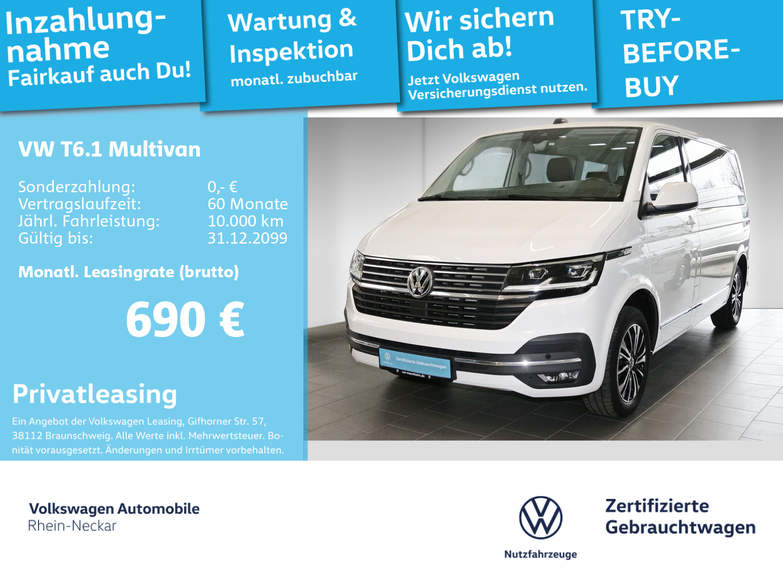 T6.1 Multivan Generation Six 2.0 TDI DSG 7-Sitzer AHK LED Side Assist uvm