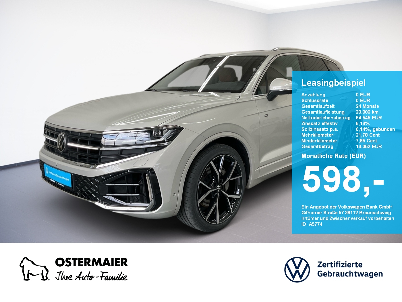 Volkswagen Touareg 3.0 TSI R-LINE 340PS 108t 22 ALLRADLENK AREA-VIEW