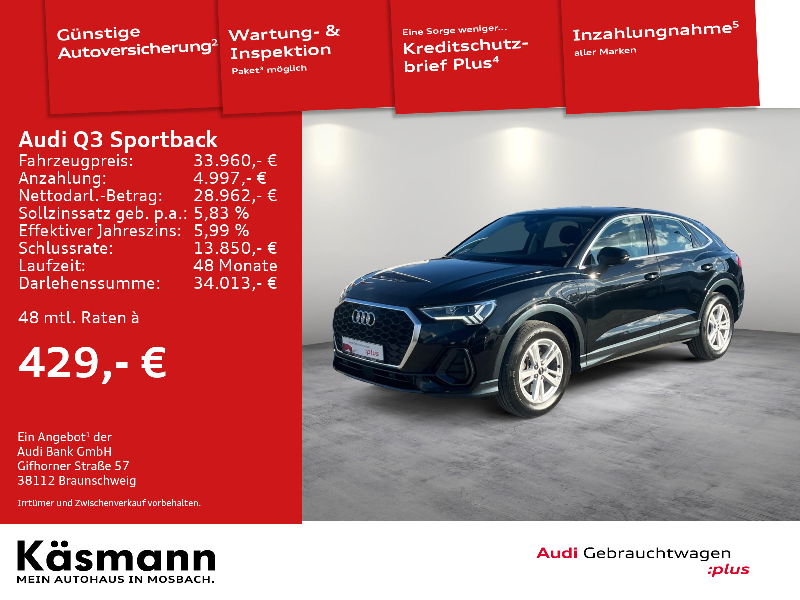 Q3 Sportback 45TFSIe AHK NAV KAM LED ACC VIRT