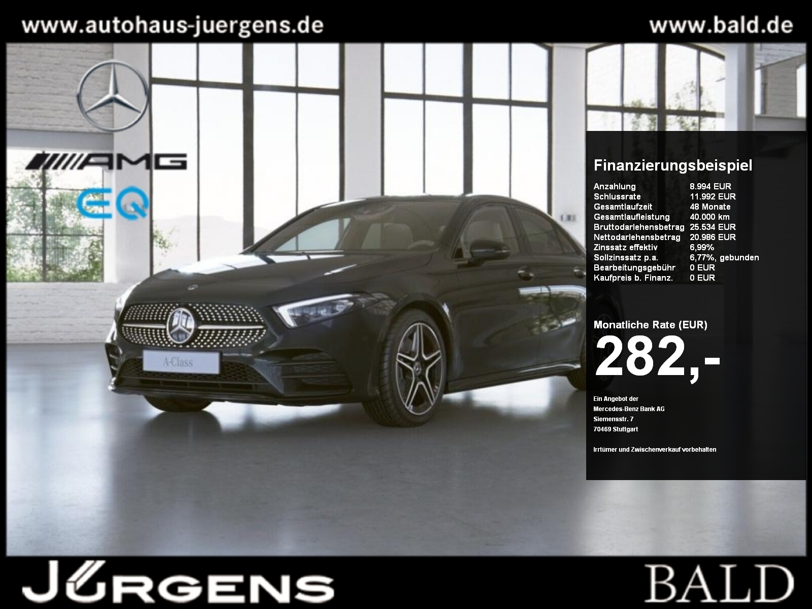 Mercedes-Benz A 220 d Limousine Perf-AGA AMG MBUX Sitzklima