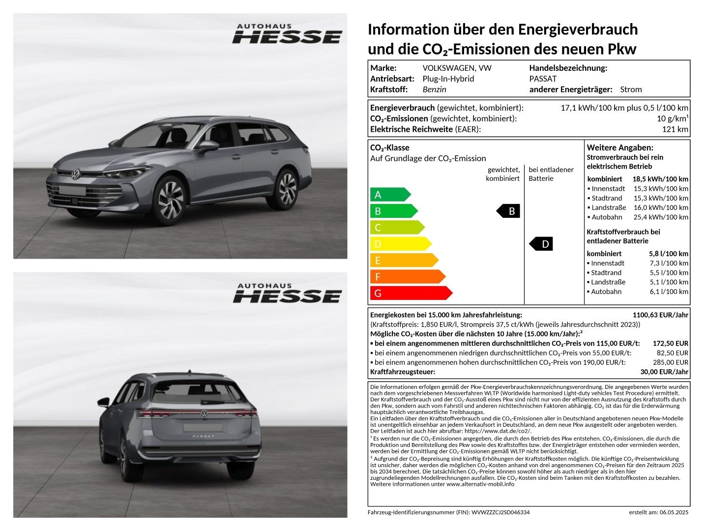 Passat R-Line 1,5 l eHybrid OPF 130 kW (177 PS) / 85 KW (115 PS) 6-Gang-Doppelkupplungsgetriebe DSG