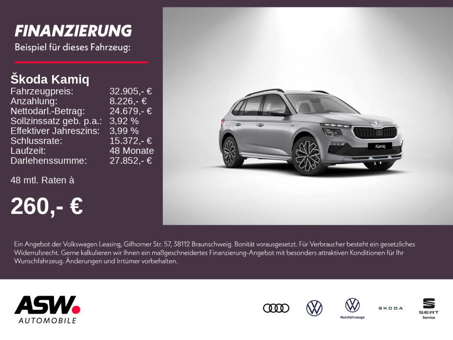 Kamiq Tour 1,0 TSI 116PS DSG ACC Navi SHZ AHK