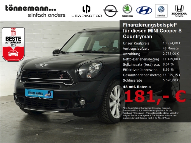Cooper S Countryman ALL4 AT+BI XENON+NAVI+SCHIEBEDACH+SITZHEIZUNG+PARKPILOT+SPORTSITZE+ALUFELGEN
