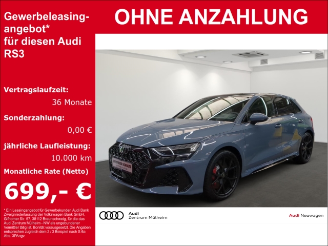 RS3 Sportback 294 kW TFSI quattroHUD AD El. Panodach Navi Leder Digitales Cockpit Memory Sitze