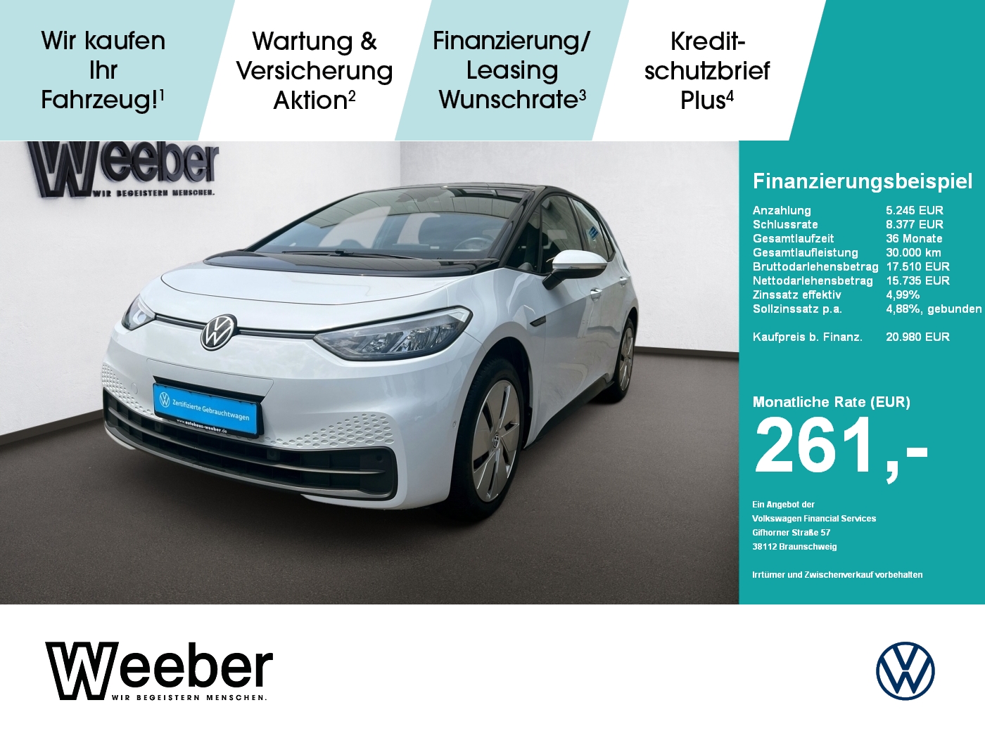ID.3 Pure Performance 110 kW NAVI*LED*AUT*RFK*DAB*MFL