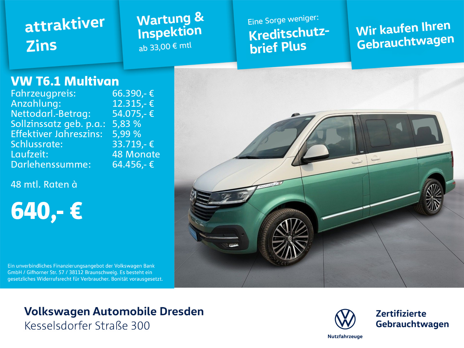 T6.1 Multivan 2.0 TDI DSG 4M AHZV Kamera LED Navi