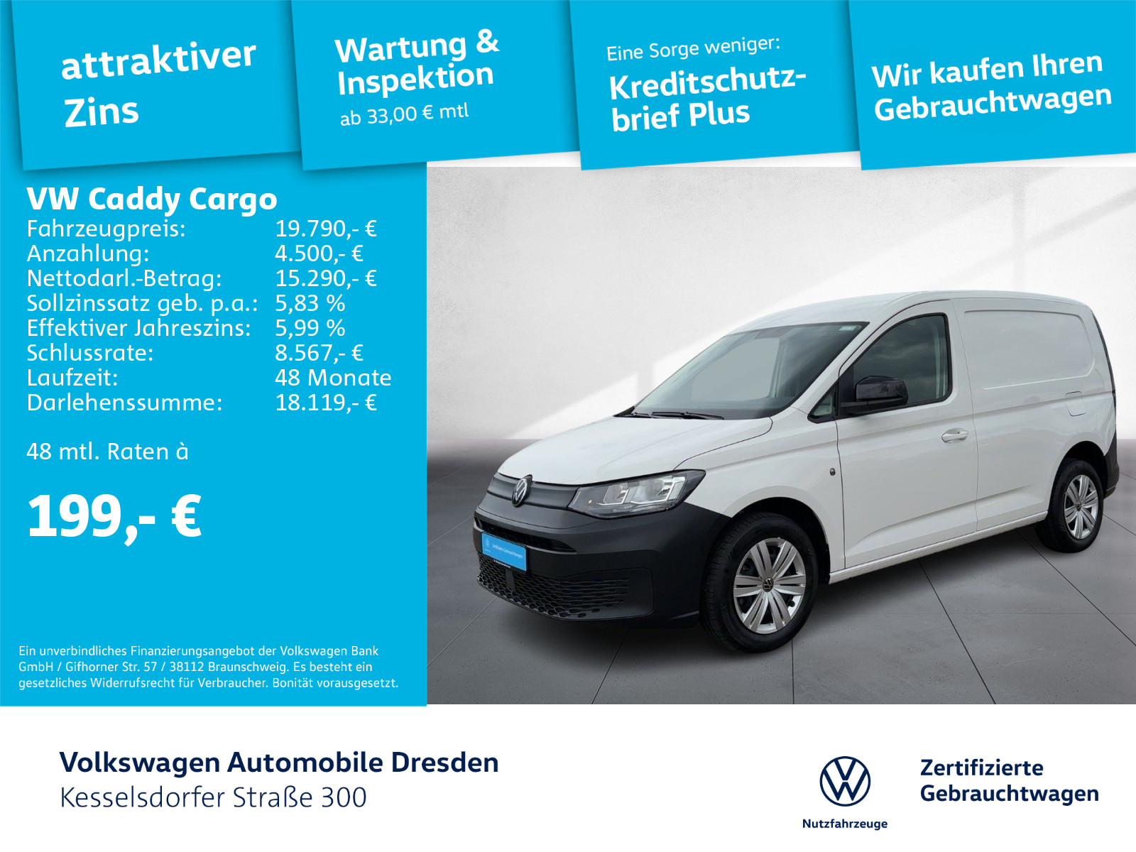 Caddy Cargo 2.0 TDI EcoProfi Klima PDC