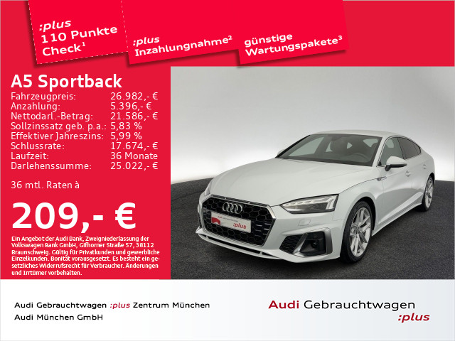 Audi A5 Sportback 40 g-tron S line