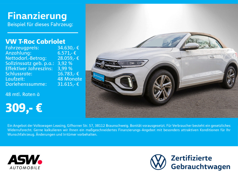 T-Roc Cabriolet R-Line 1.5 TSI DSG Navi LED AHK