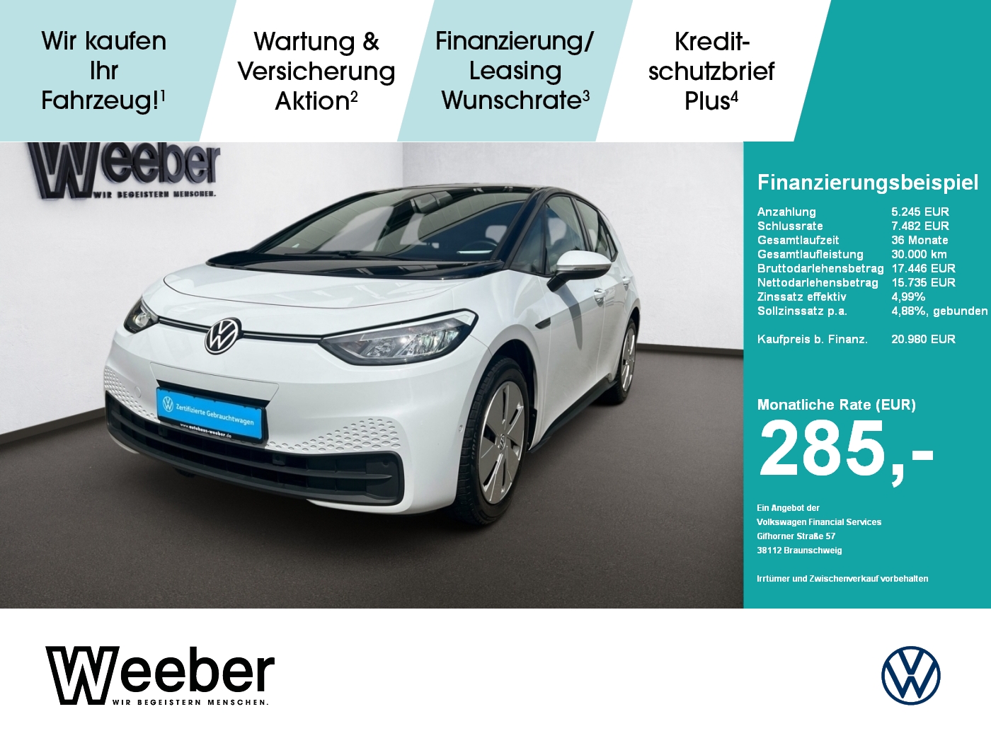 ID.3 Pure Performance 110 kW NAVI*LED*RFK*AUT*DAB*MFL