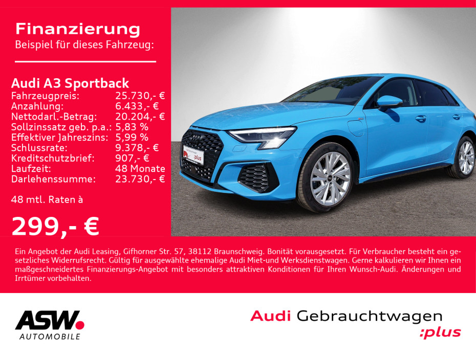 A3 Sportback Sline 40 TFSI e Stronic LED RFK B&O
