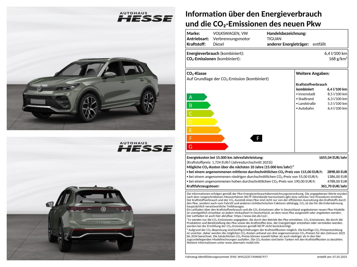 Tiguan R-Line 2,0 l TDI SCR 4MOTION 142 kW (193 PS) 7-Gang-Doppelkupplungsgetriebe DSG
