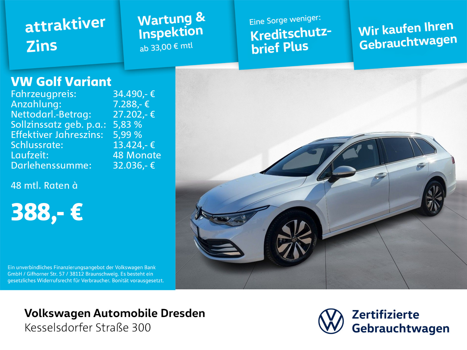 Golf VIII Variant 2.0 TDI DSG Life Navi AHZV LED Kamera