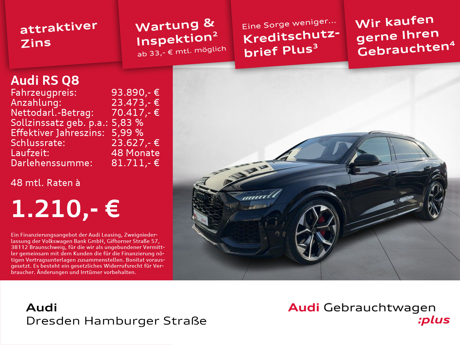 RS Q8 4.0 TFSI quat. Pano B&O Dynamik-Paket plus