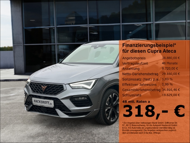 Ateca 4Drive 2.0 TSI 7-GANG DSG AHK Panorama elektr. Heckklappe beheizb. Frontscheibe