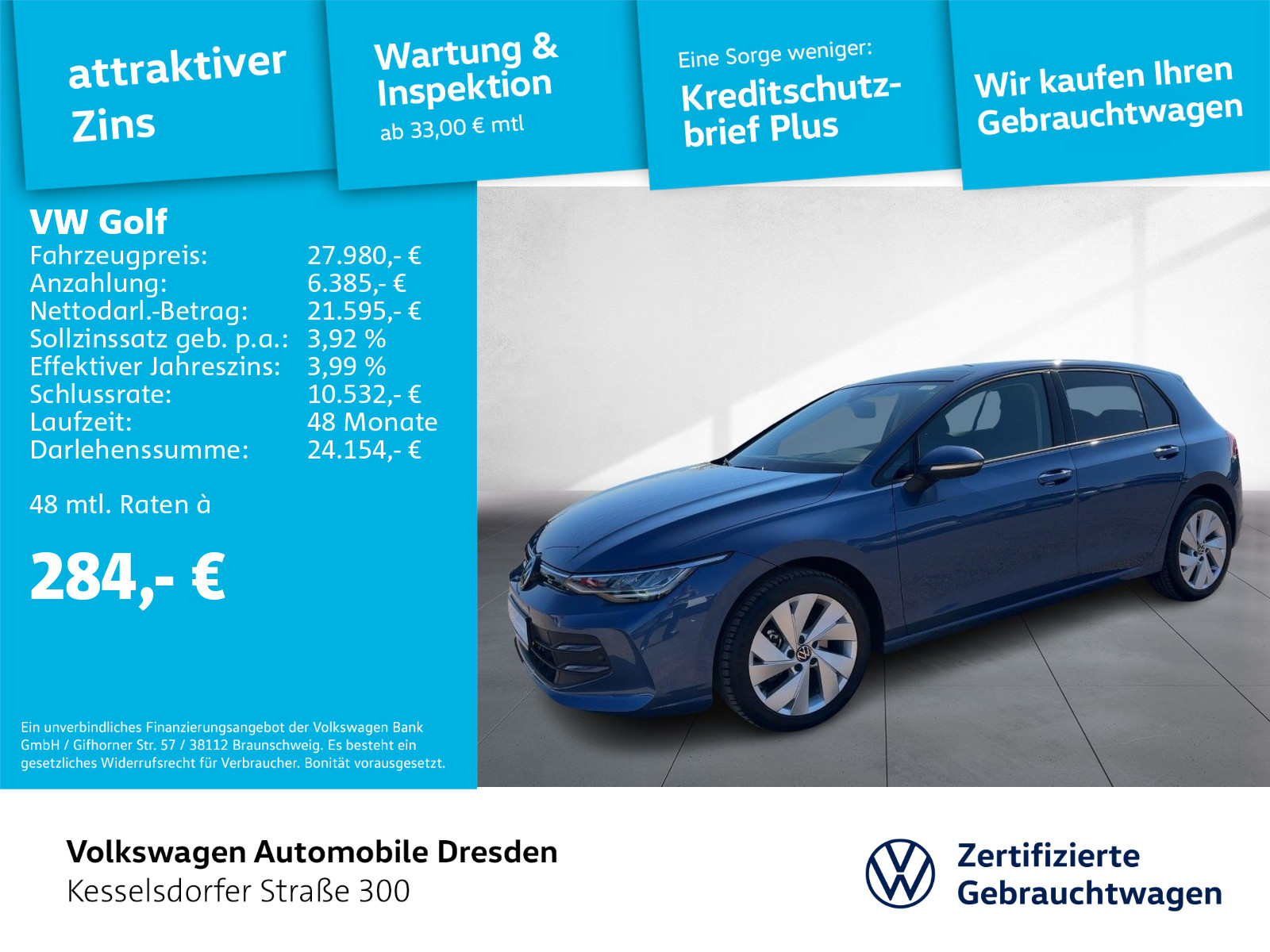 Golf VIII 1.5 TSI Life AHZV Navi LED DAB