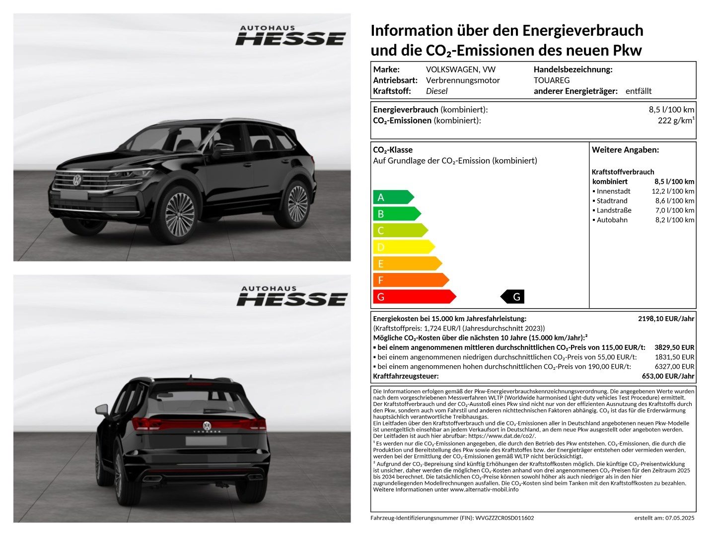 Touareg R-Line 3,0 l V6 TDI SCR 4MOTION 210 kW (286 PS) 8-Gang-Automatik (Tiptronic)