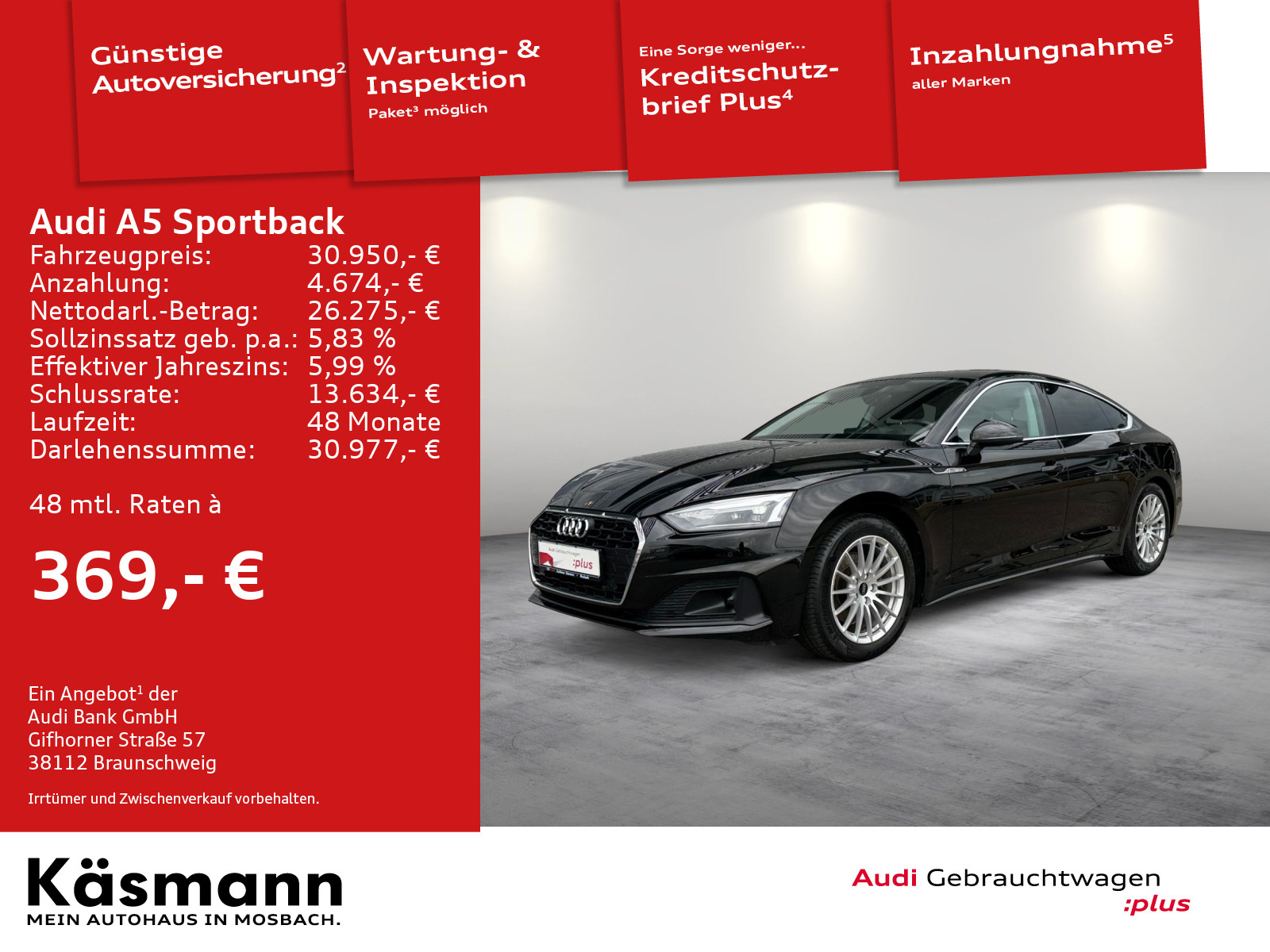 A5 Sportback 35TDI NAV KAM HUD GRA SHZ SMARTPIN