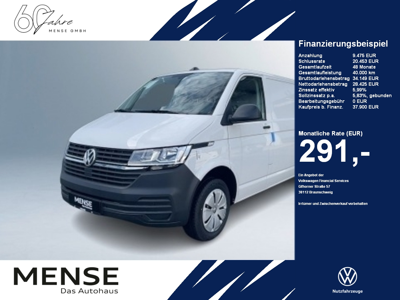 Transporter 6.1 Kasten Motor: 2.0 l TDI SCR 81 kW Getriebe: 5-Gang-Schaltgetriebe Radstand: 3000 mm