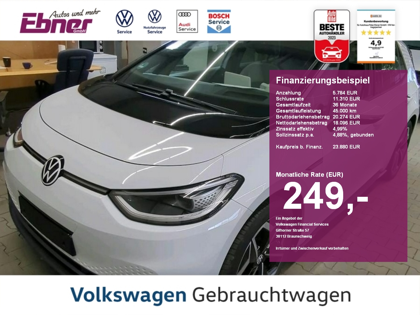 ID.3 PRO TECH 62KW/h NP:49tEUR! HEAD-UP+PANO+MATRIX+KEYLESS+19 ALU!